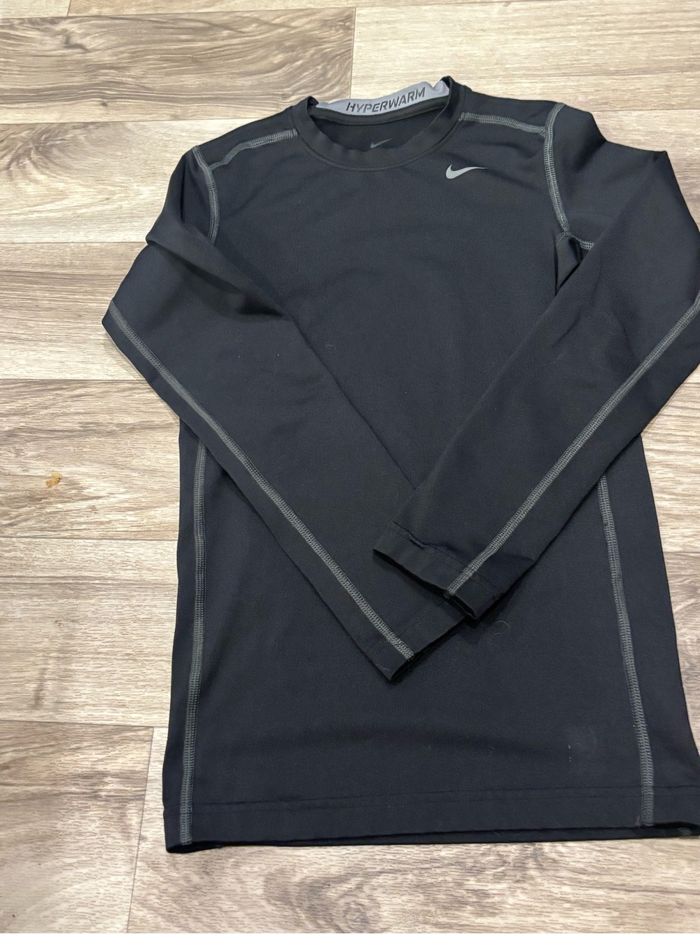 Nike Men's Hyperwarm Long Sleeve Rash Guard - Black with Gray Stitching